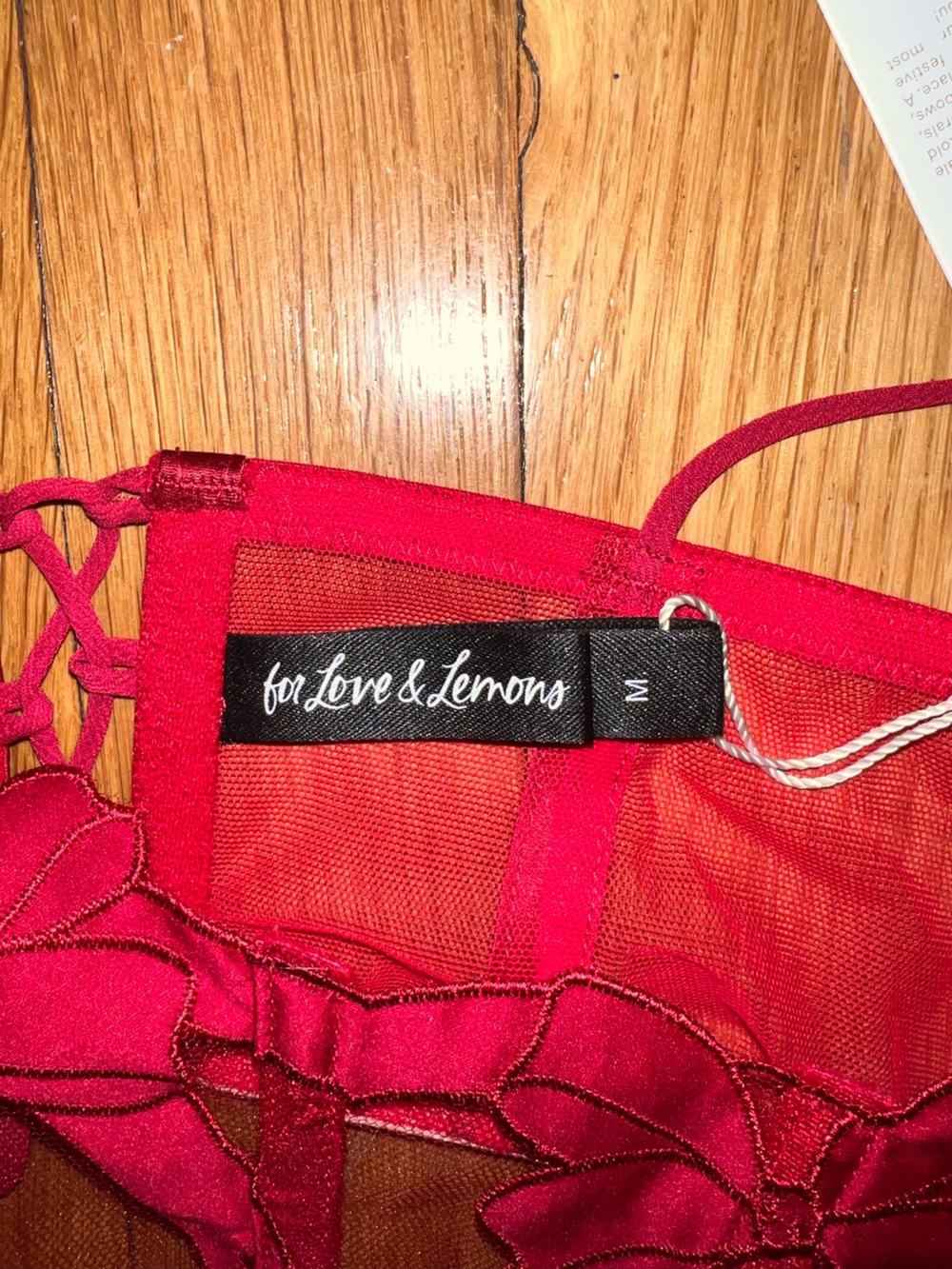 For Love And Lemons Red Ribbed Bra - Picture 2 of 3